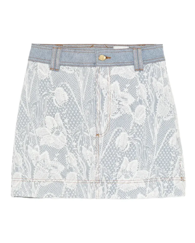 Aje. Minirock aus Denim mit Spitze - Blau Blau