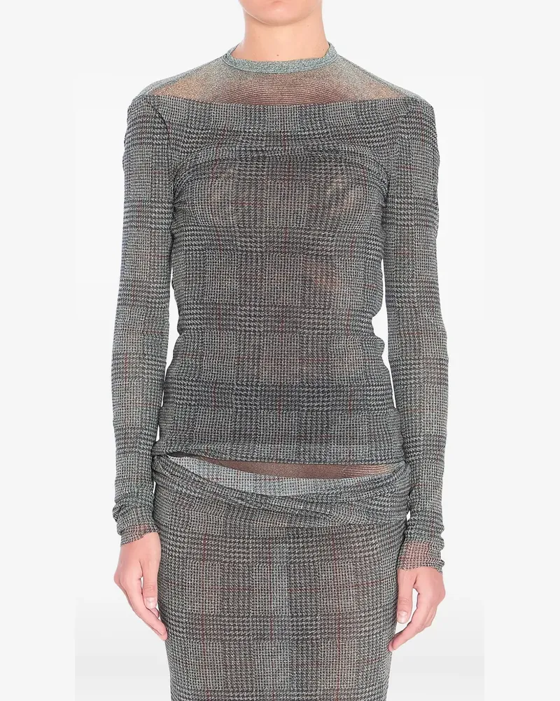 Jean Paul Gaultier Kariertes Mesh-Oberteil - Grau Grau