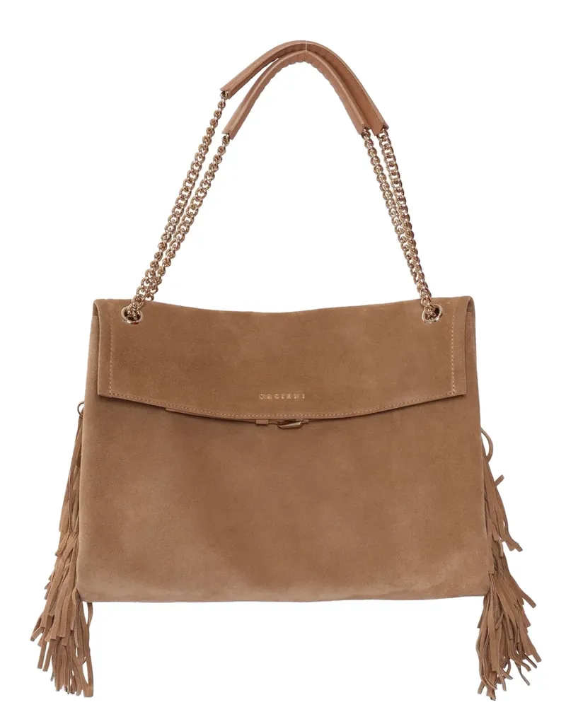 Orciani Venus Peach Schultertasche mit Fransen - Nude Nude