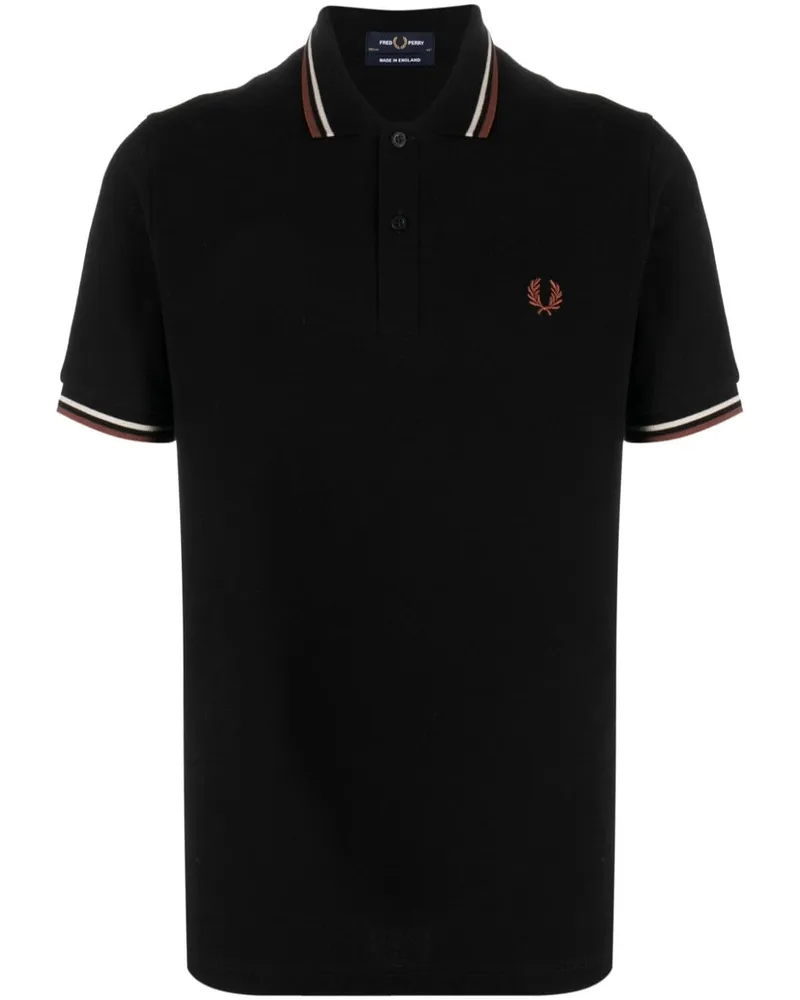 Fred Perry Poloshirt mit Logo-Stickerei - Schwarz Schwarz