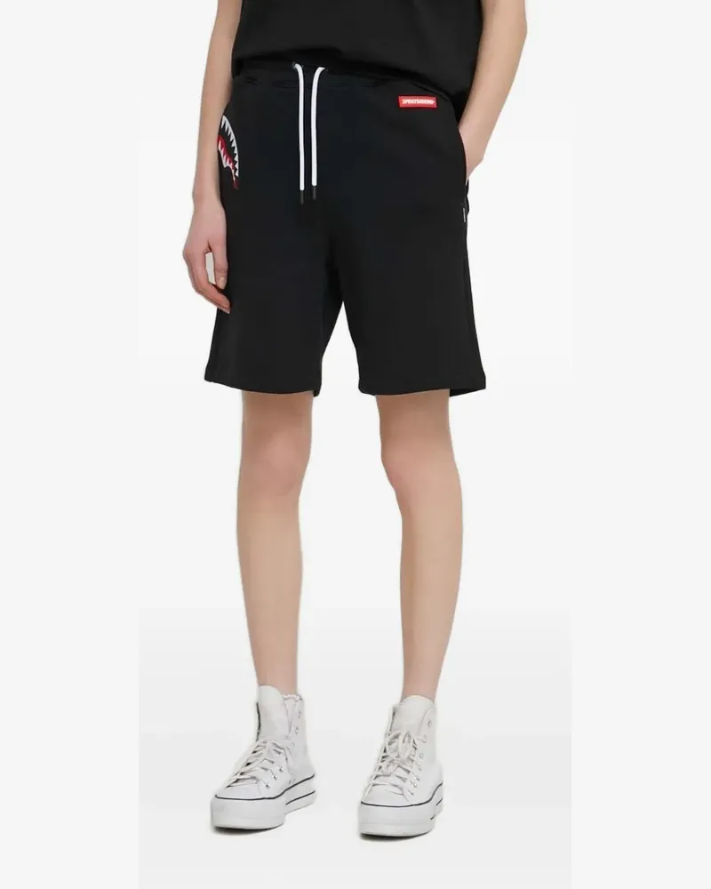 Sprayground Kordelzug-Shorts mit Hai-Patch - Schwarz Schwarz