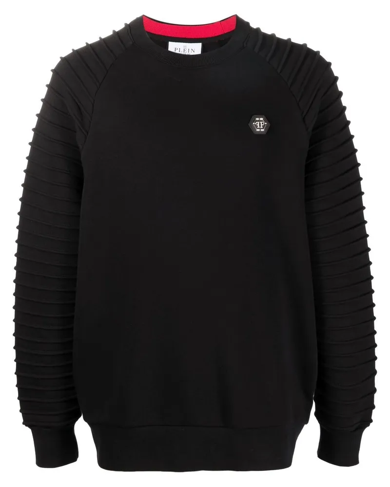 Philipp Plein Sweatshirt mit Logo-Patch - Schwarz Schwarz
