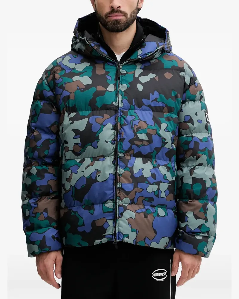 EA7 camouflage hooded jacket - Blau Blau
