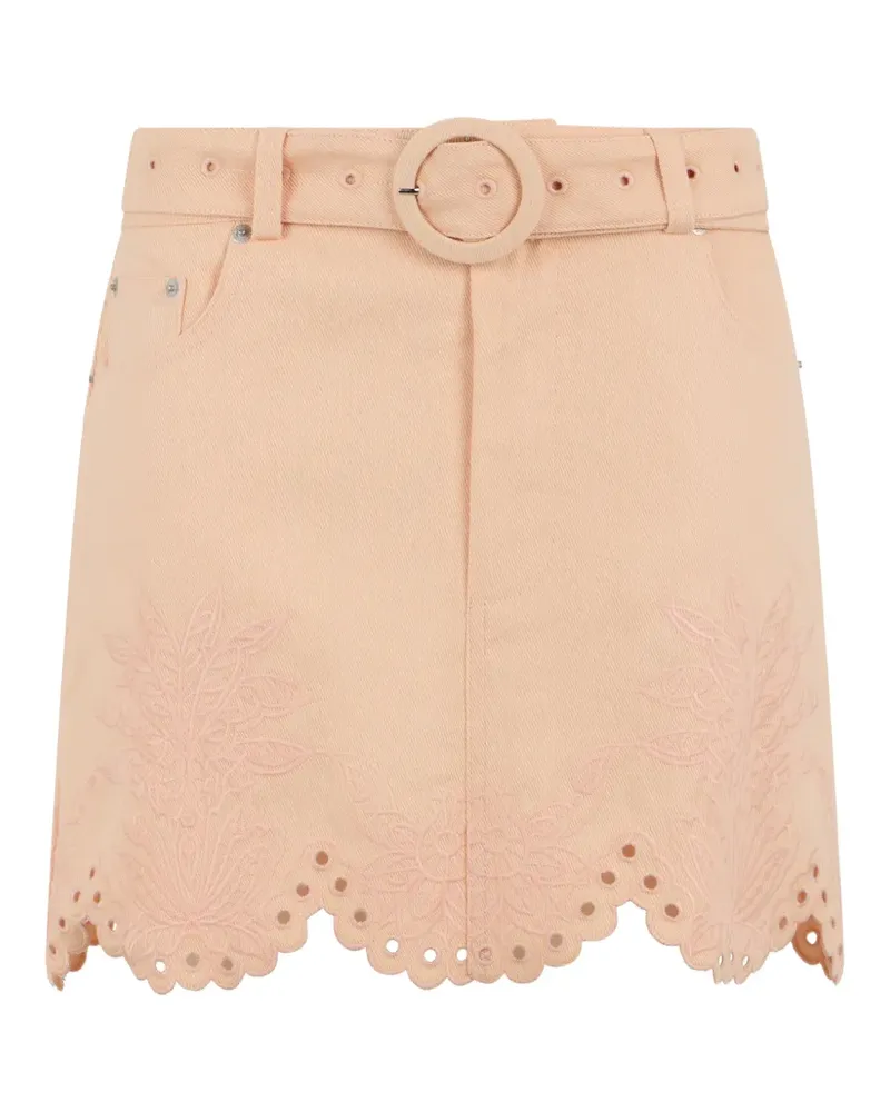 FARM Rio floral-embellished belted mini skirt - Rosa Rosa