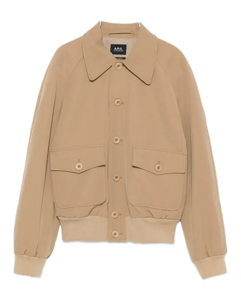 A.P.C. button-front collared bomber jacket - Nude Nude