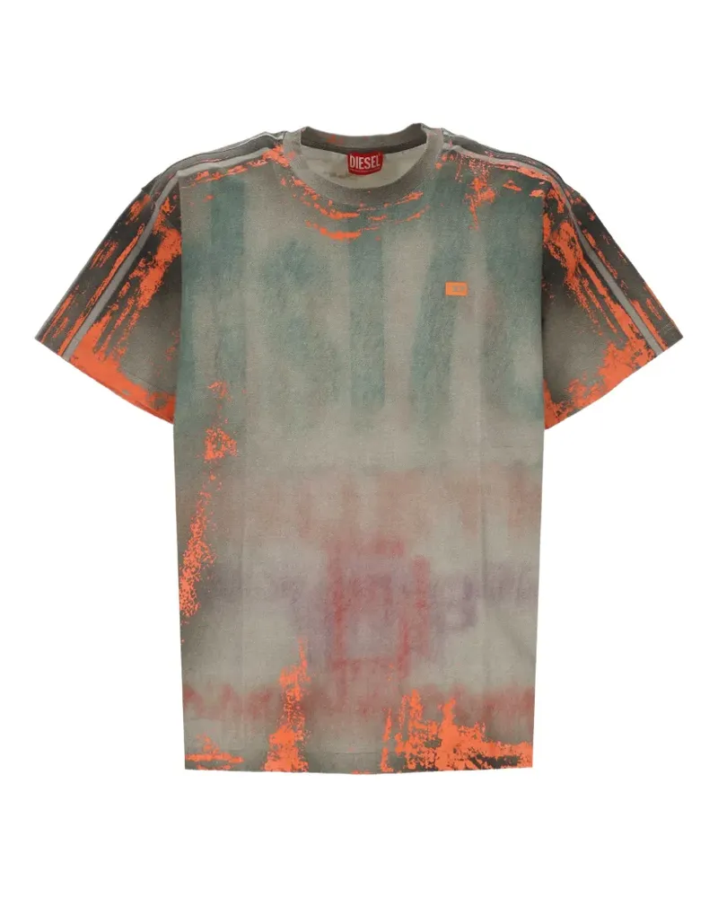 Diesel T-Shirt aus Jersey mit Riss-Effekt - Grau Grau