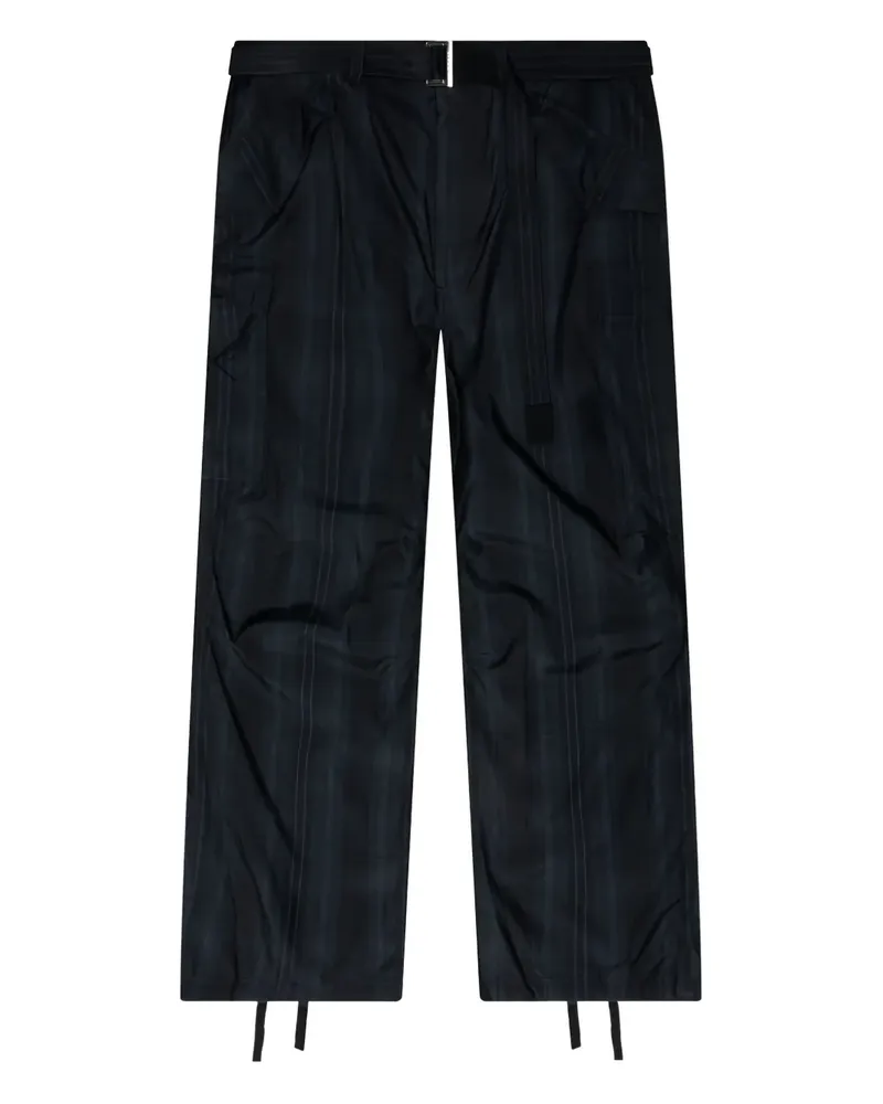 Sacai Karierte Hose mit Schnalle - Schwarz Schwarz
