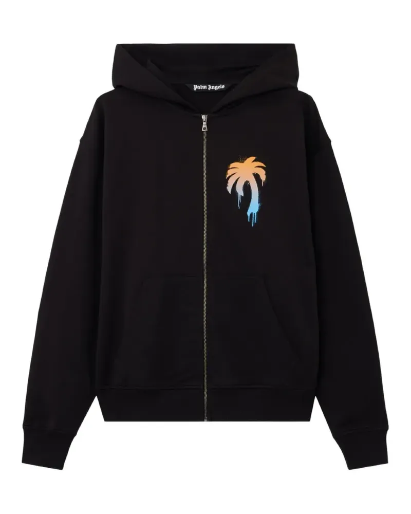 Palm Angels palm-tree print zip-up hoodie - Schwarz Schwarz