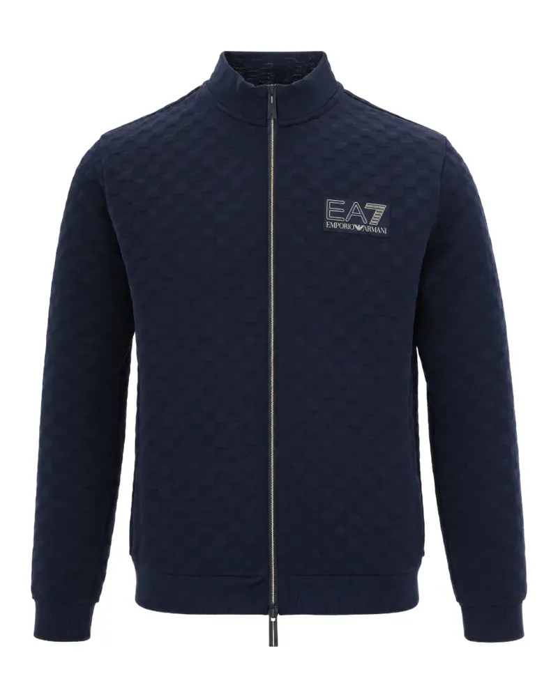 EA7 logo-patch zip-up sweatshirt - Blau Blau
