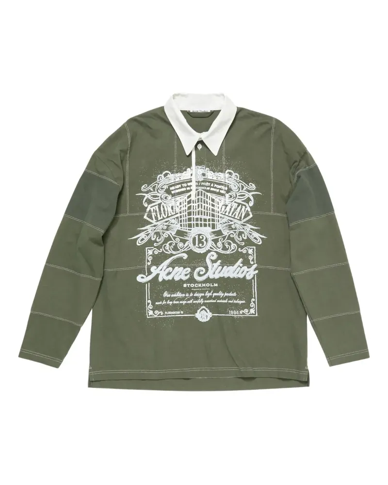 Acne Studios Poloshirt mit grafischem Print - Grün Grün