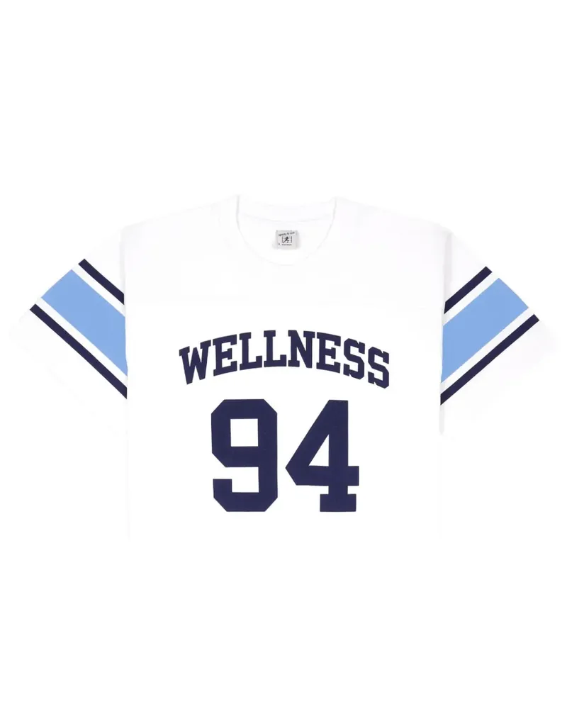 SPORTY & RICH 94 T-Shirt mit Ärmelstreifen - Weiß Weiß