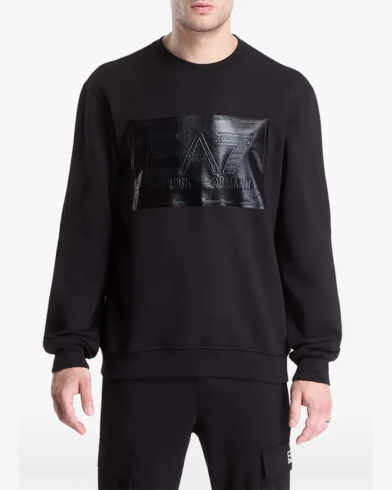 EA7 logo-patch long-sleeve sweater - Schwarz Schwarz