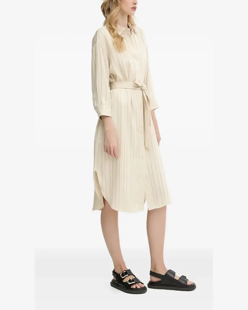Armani Exchange Gürtel-Midikleid mit Nadelstreifen - Nude Nude