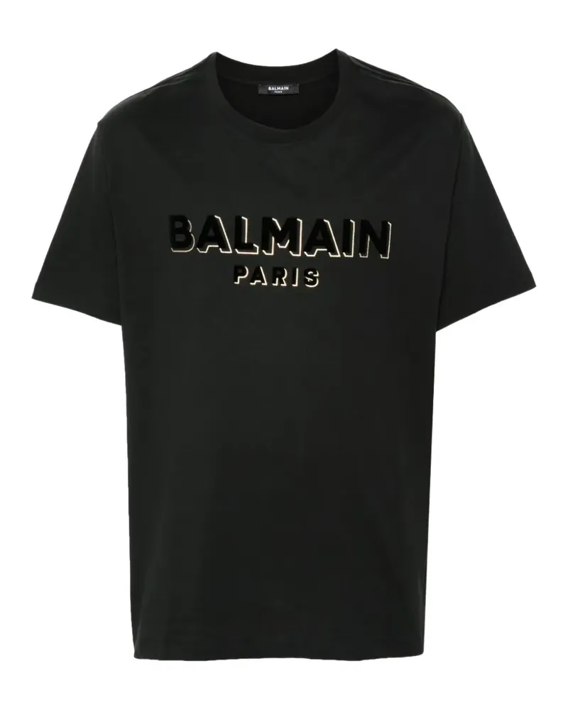 Balmain T-Shirt mit Logo-Print - Schwarz Schwarz