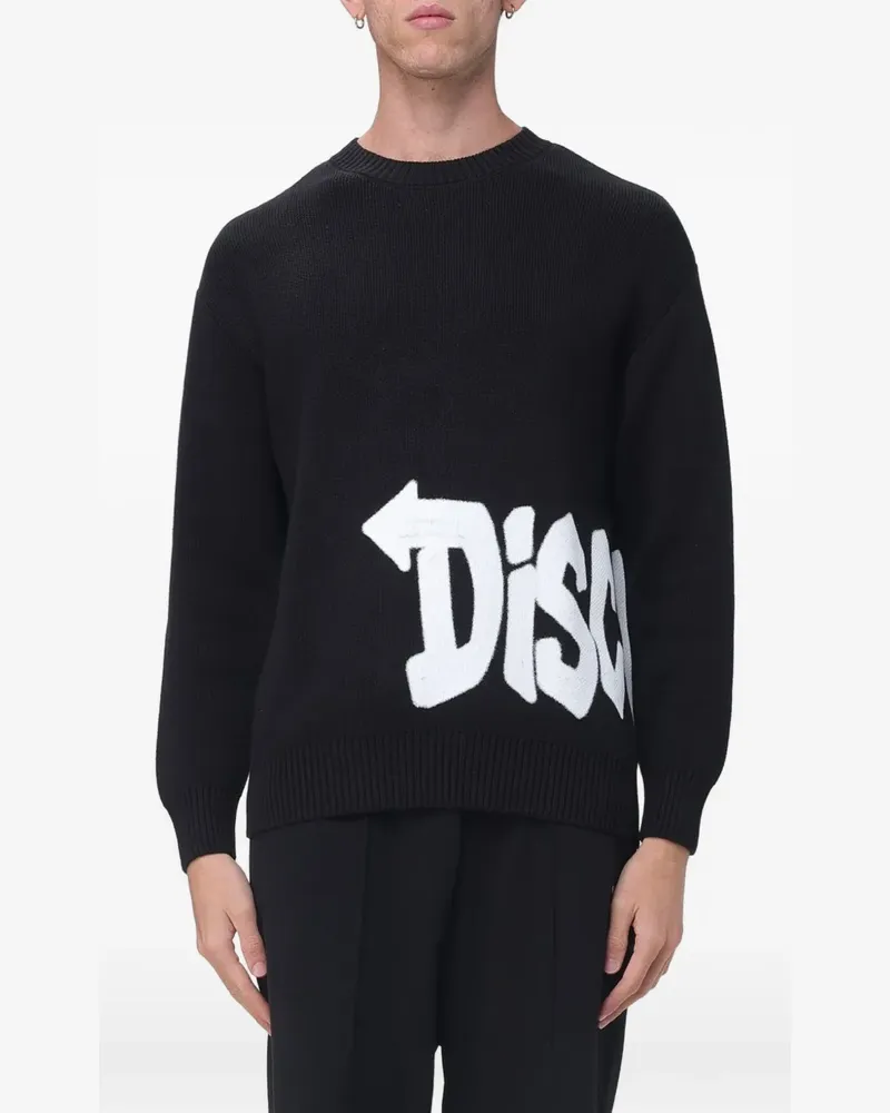 DISCLAIMER logo-intarsia cotton sweater - Schwarz Schwarz