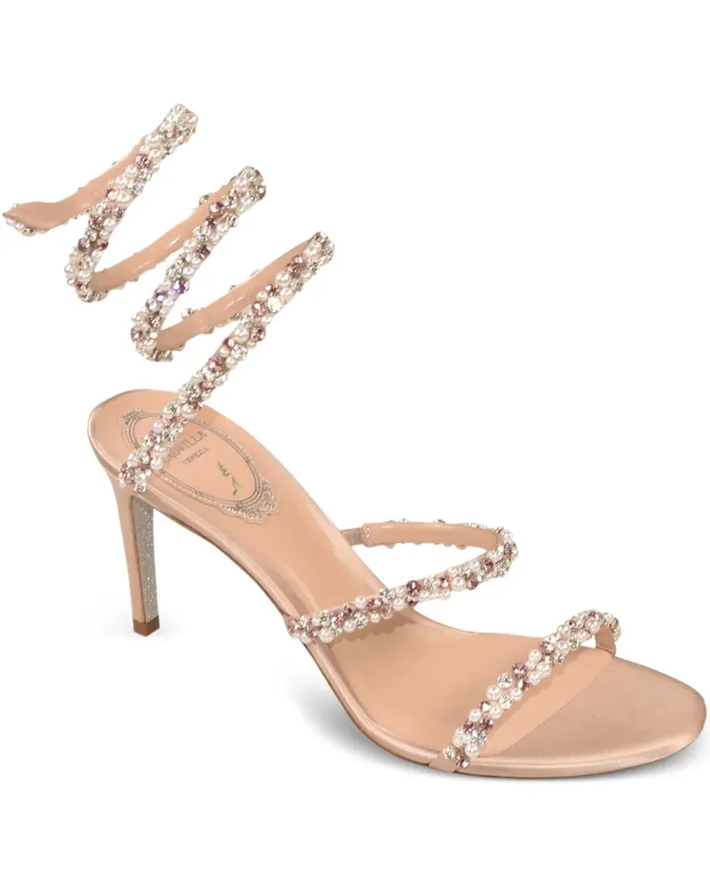 René Caovilla Pearl Sandalen mit Kristallen 105mm - Nude Nude