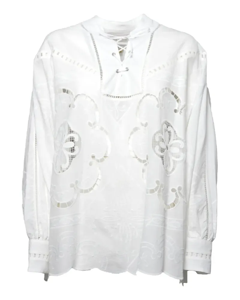 Front Street 8 floral-embroidered shirt - Weiß Weiß