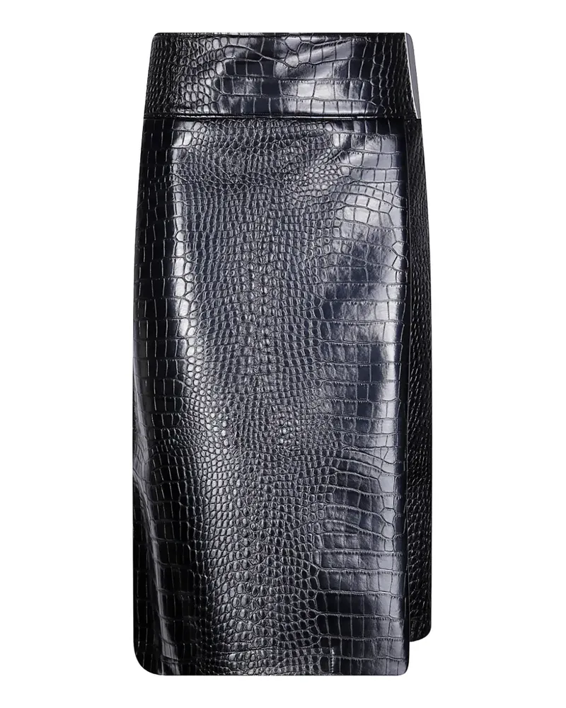 SPORTMAX A-Linien-Midirock mit Kroko-Effekt - Schwarz Schwarz