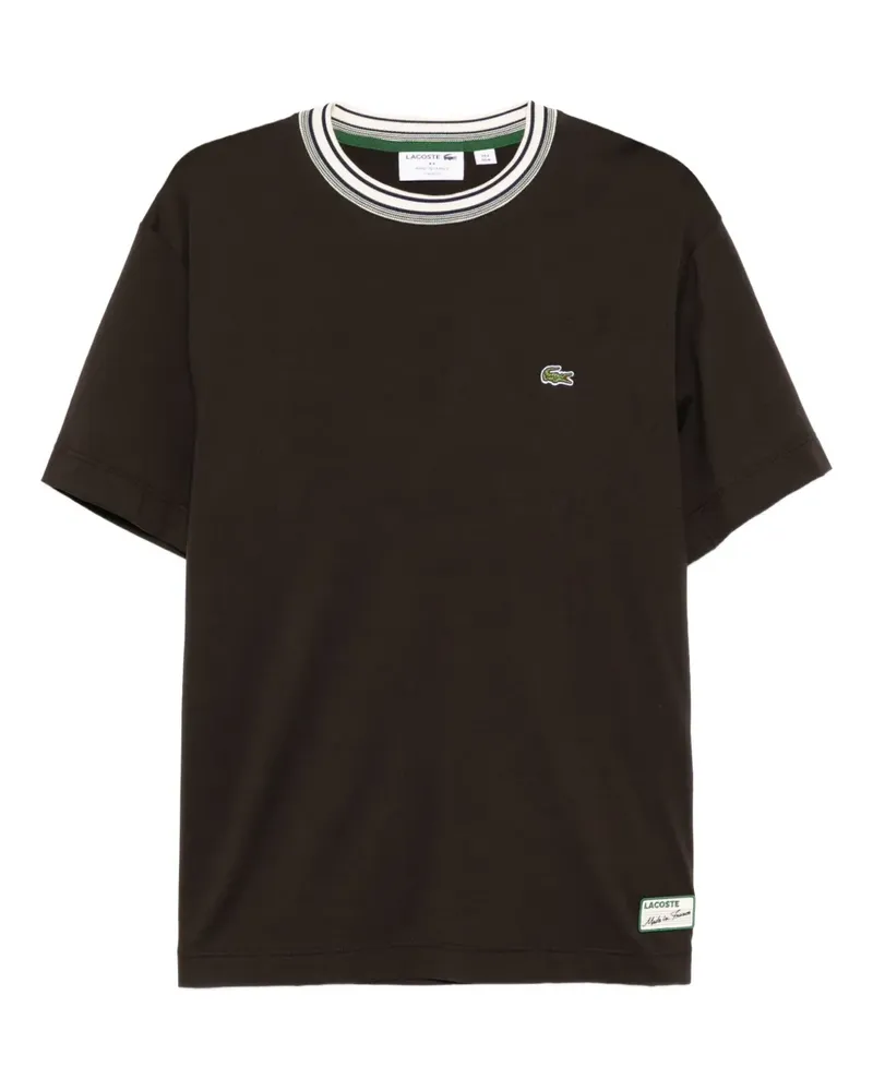 Lacoste T-Shirt mit Logo-Stickerei - Braun Braun