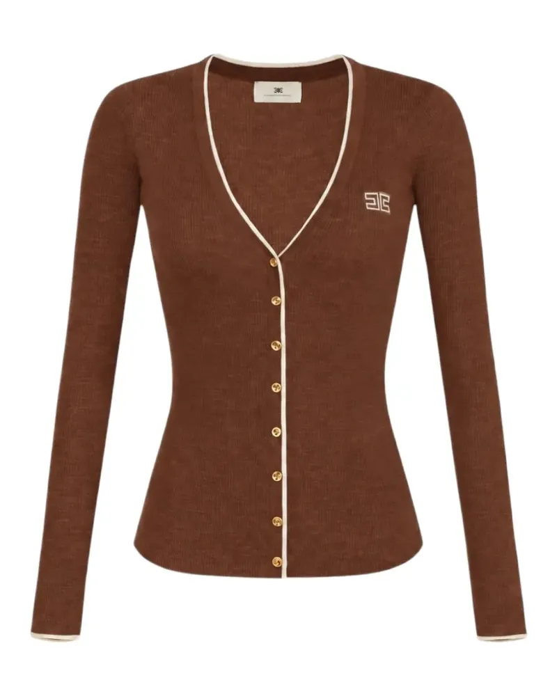 Elisabetta Franchi ribbed knit polo shirt - Braun Braun