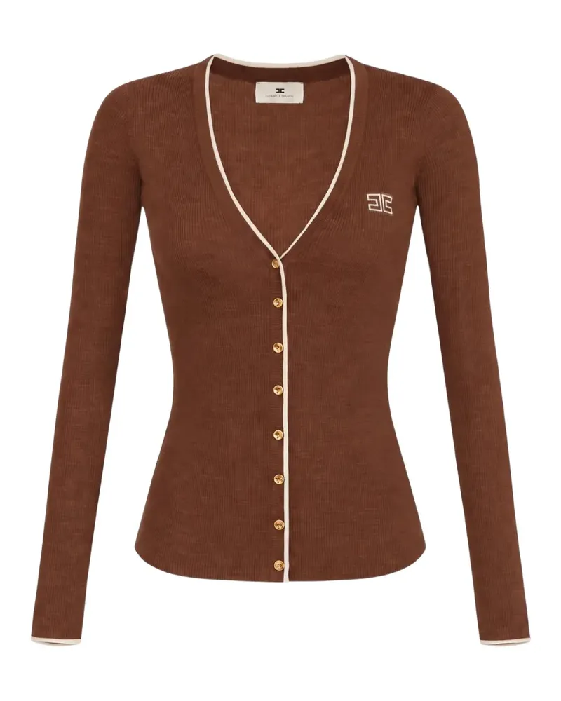Elisabetta Franchi Poloshirt aus geripptem Strick - Braun Braun