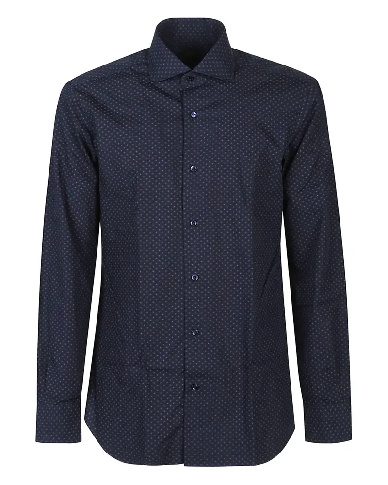 BARBA printed cotton shirt - Blau Blau