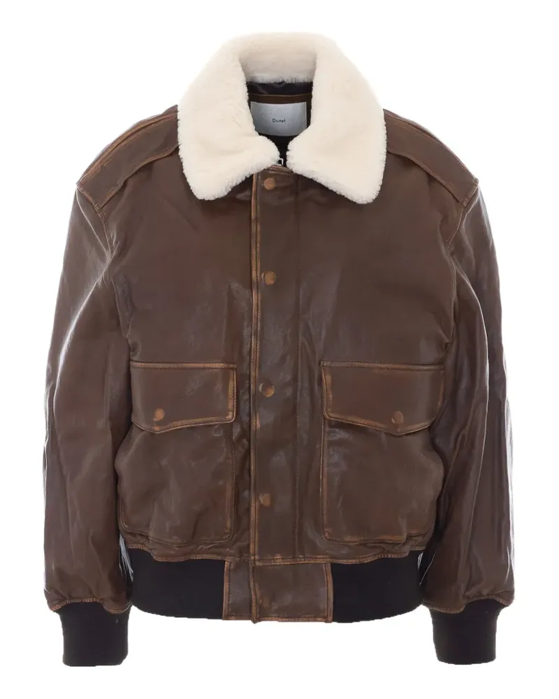 Dunst Lederjacke mit Shearling-Kragen - Braun Braun