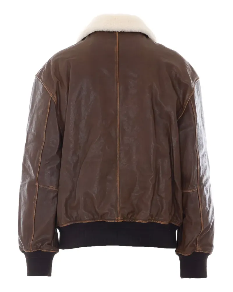 Dunst shearling-collar leather jacket - Braun Braun