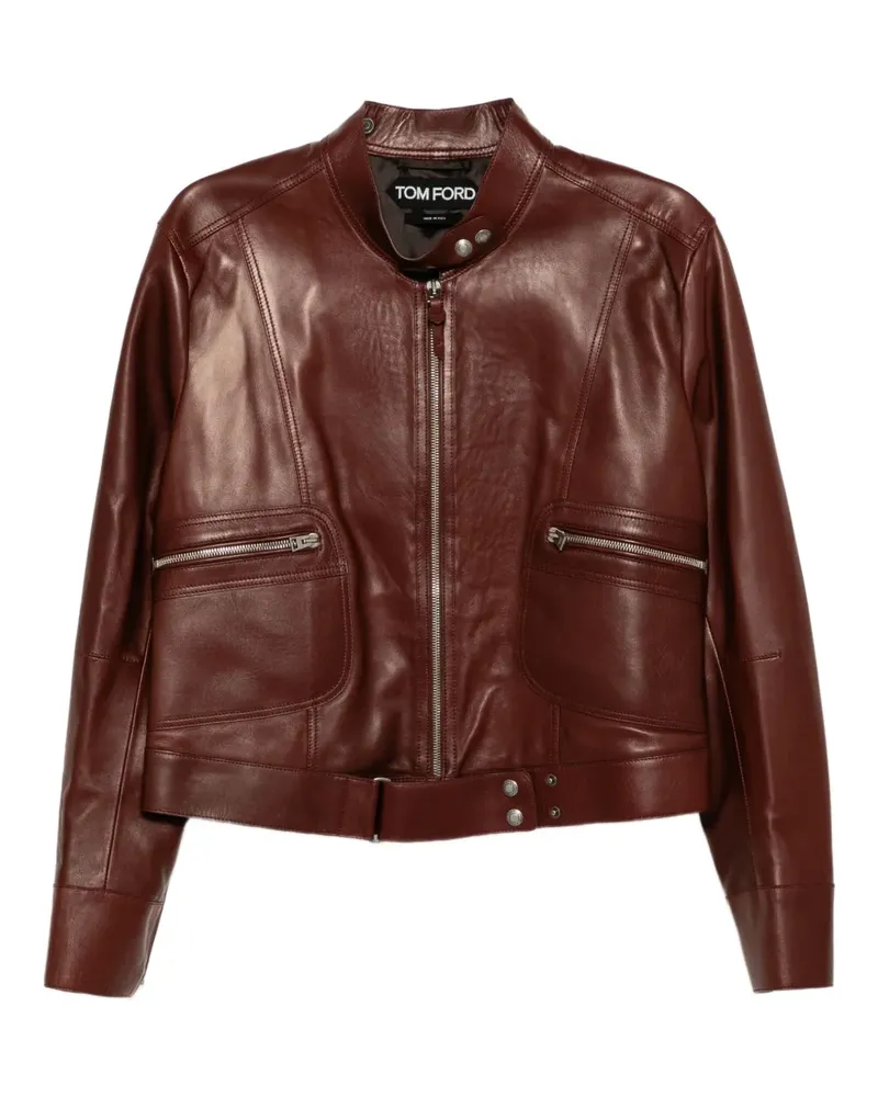 Tom Ford Lederjacke mit Reißverschluss - Rot Rot