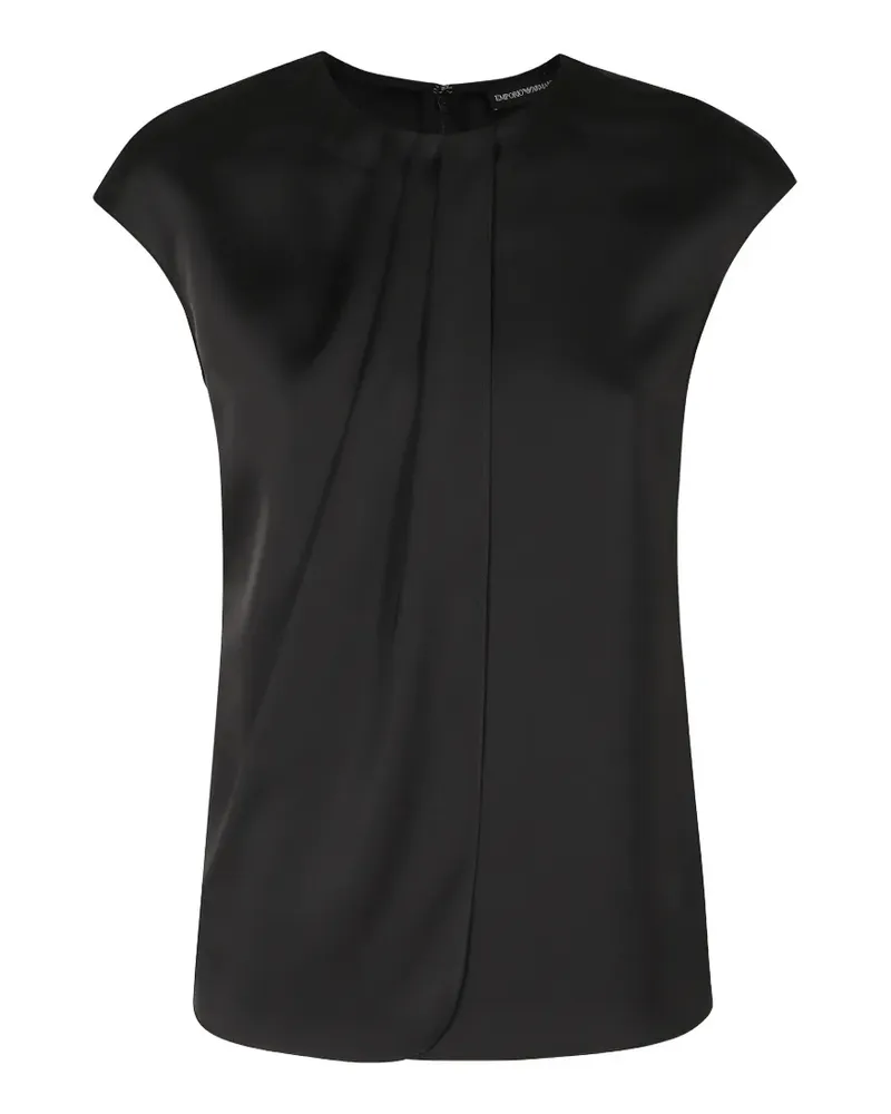 Emporio Armani Plissierte Bluse mit Satinfinish - Schwarz Schwarz