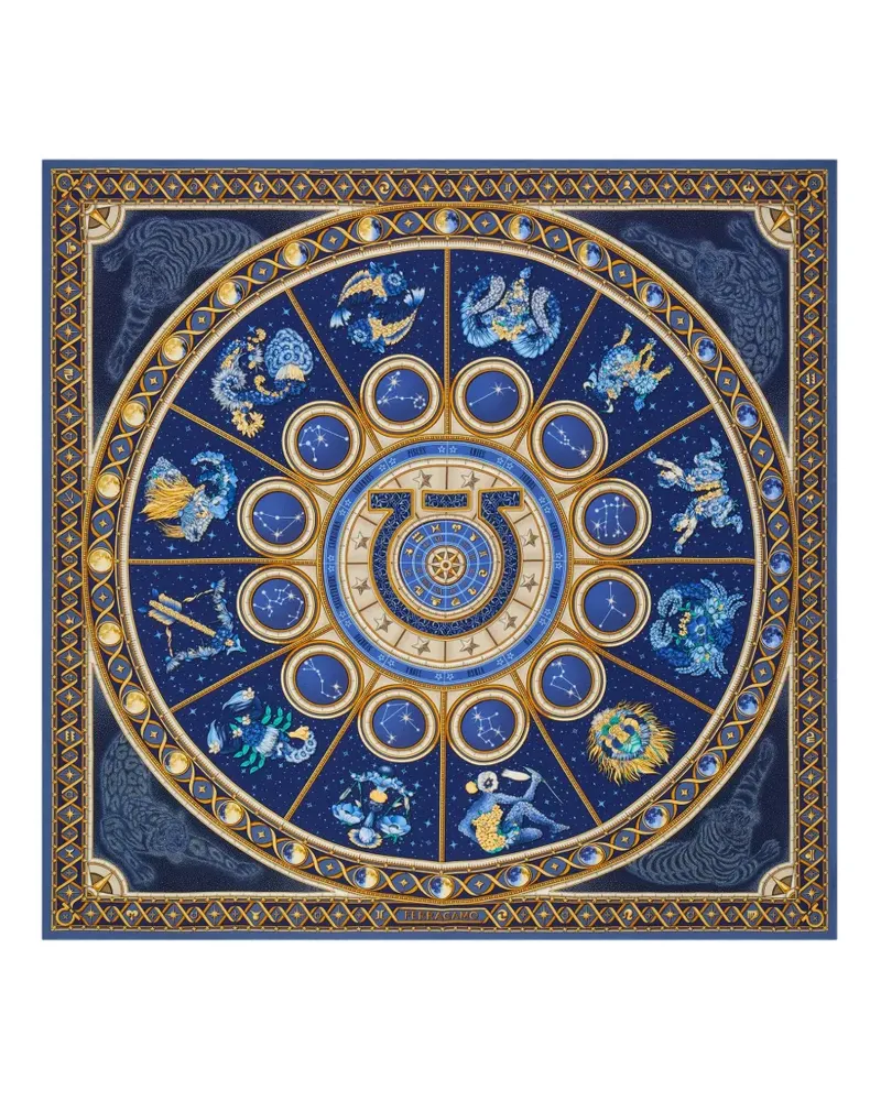Ferragamo Seidenschal mit Horoskop-Print - Blau Blau