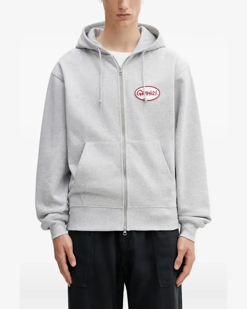 GRAMICCI logo-patch zip-up hoodie - Grau Grau