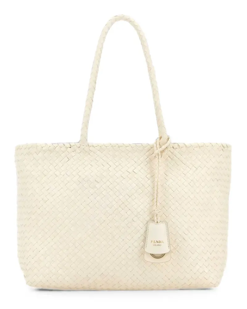 Prada large woven leather shoulder bag - Weiß Weiß