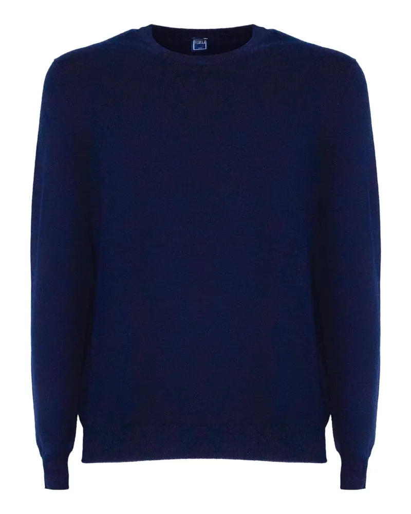 Fedeli Pullover mit geripptem Besatz - Blau Blau