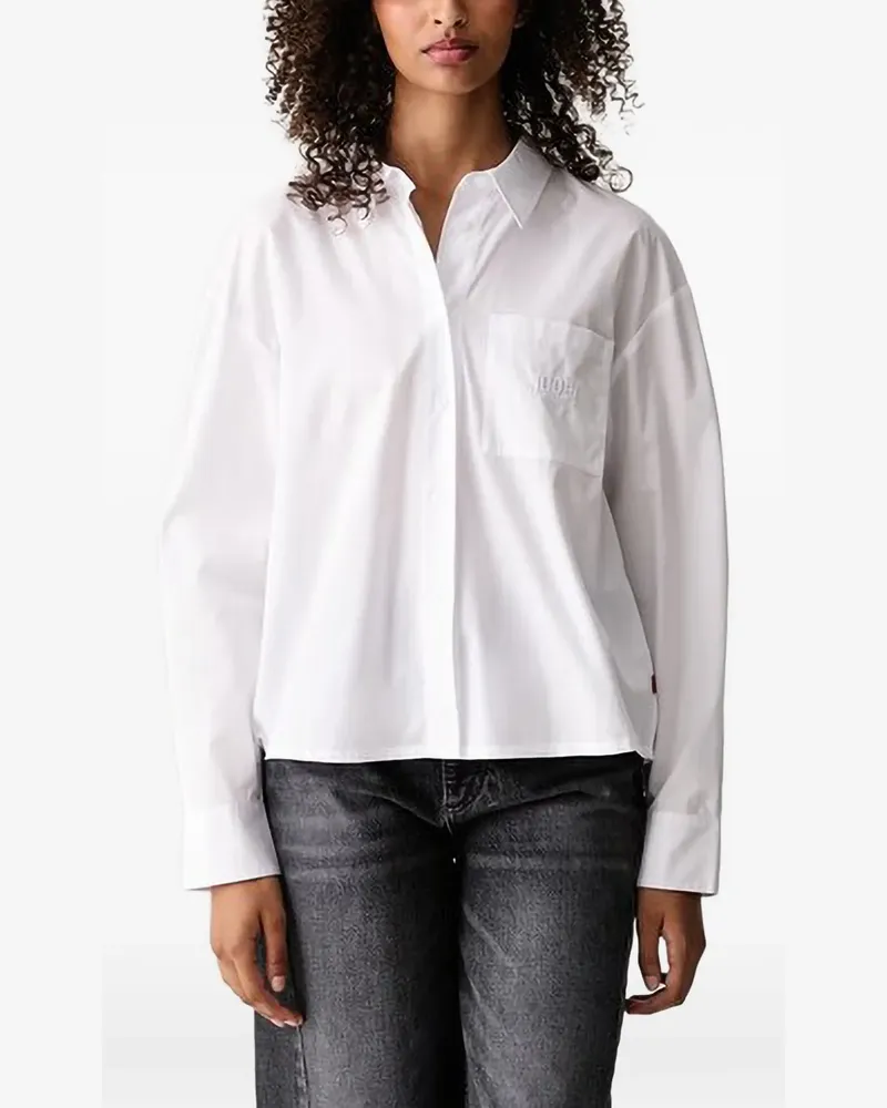 JOOP! logo-embroidered pleated-back shirt - Weiß Weiß