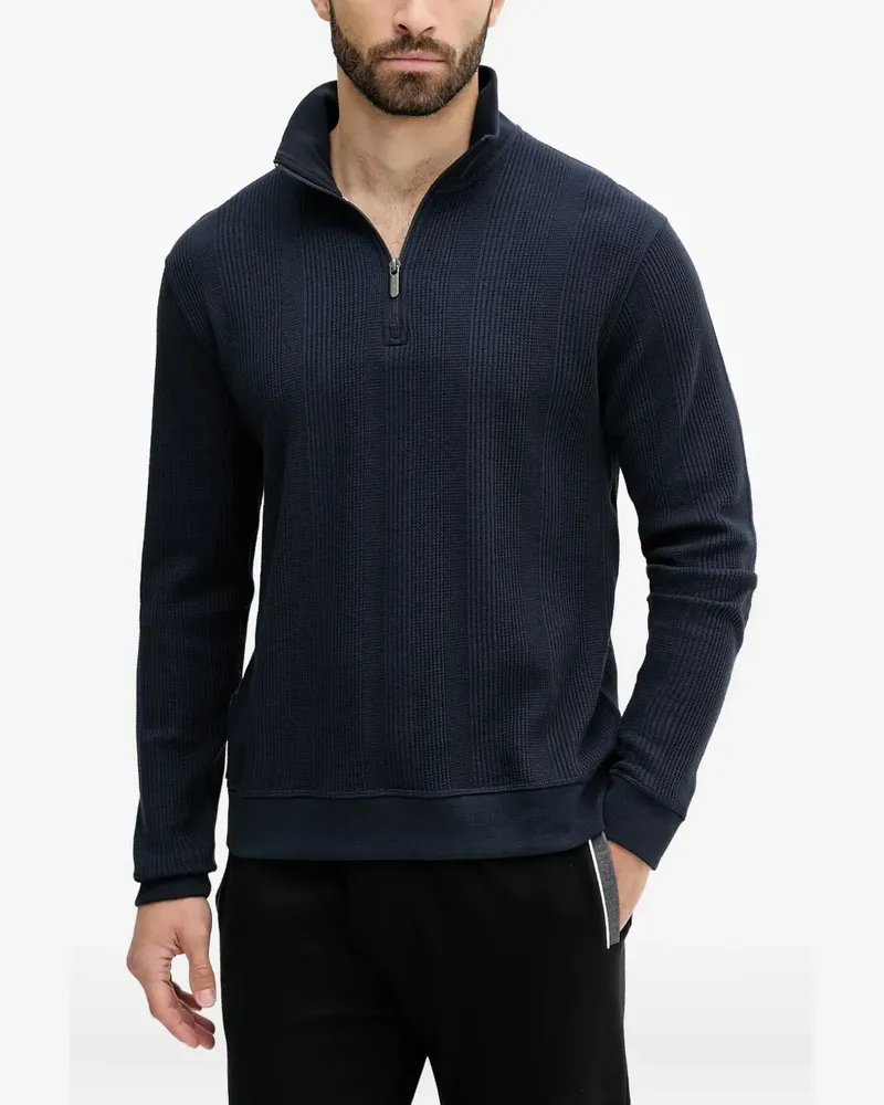 HUGO BOSS Gerippter Pullover - Blau Blau