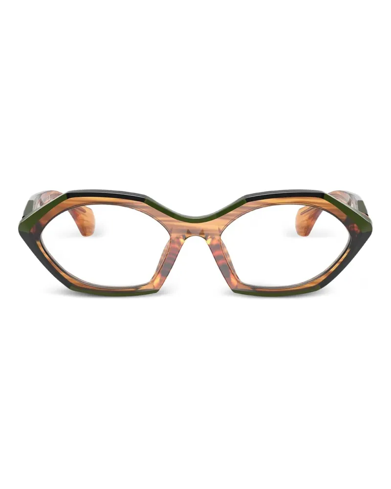 Alain Mikli Geometrische Brille mit Streifen - 006 Striped Havana / Green / Black 006