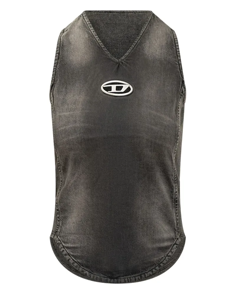 Diesel Geripptes Jeanskleid - Schwarz Schwarz