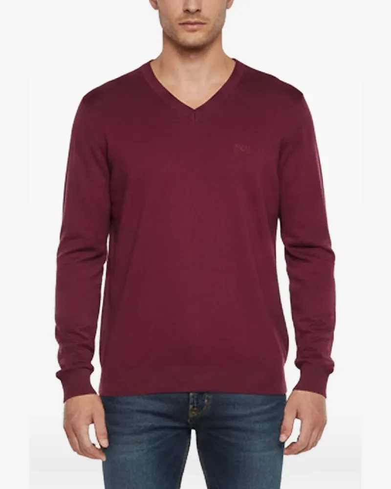 HUGO BOSS Pullover mit V-Ausschnitt - Rot Rot