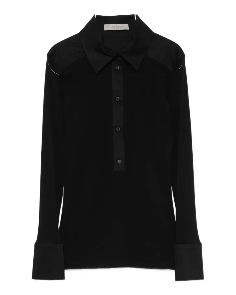 D.EXTERIOR contrast-panel button-up blouse - Schwarz Schwarz