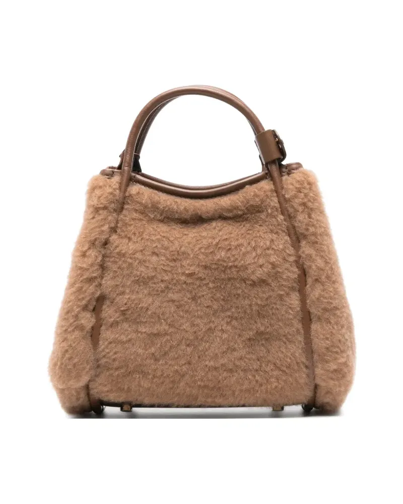 Max Mara Extra-kleine Marine Tasche aus Teddy-Stoff - Braun Braun