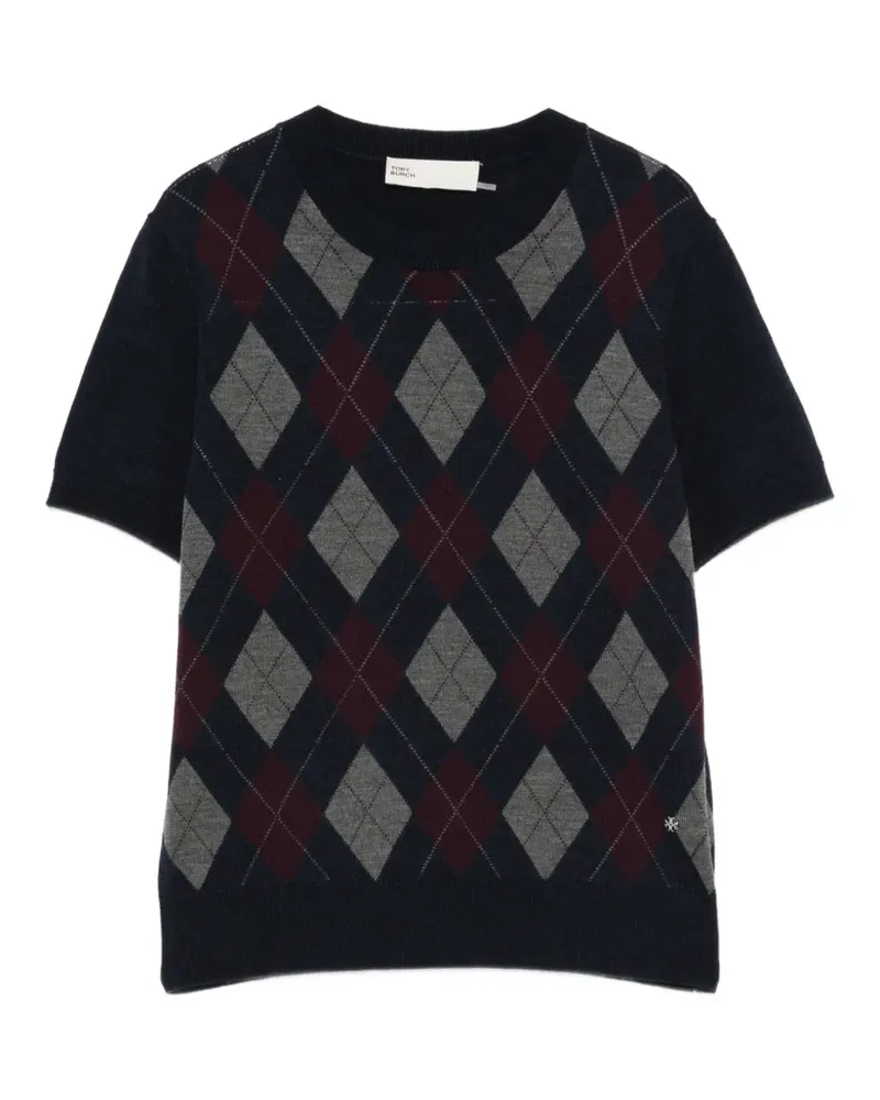 Tory Burch argyle short-sleeve top - Blau Blau