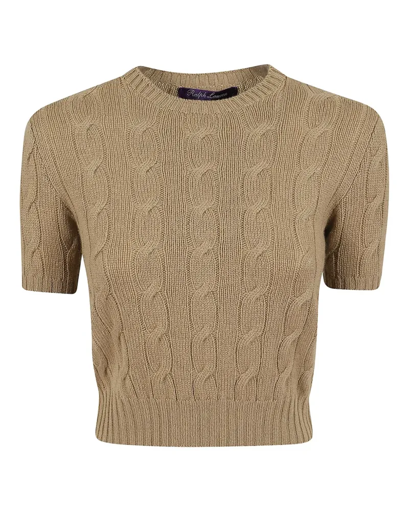 Ralph Lauren Cropped-Kaschmirpullover mit Zopfmuster - Nude Nude