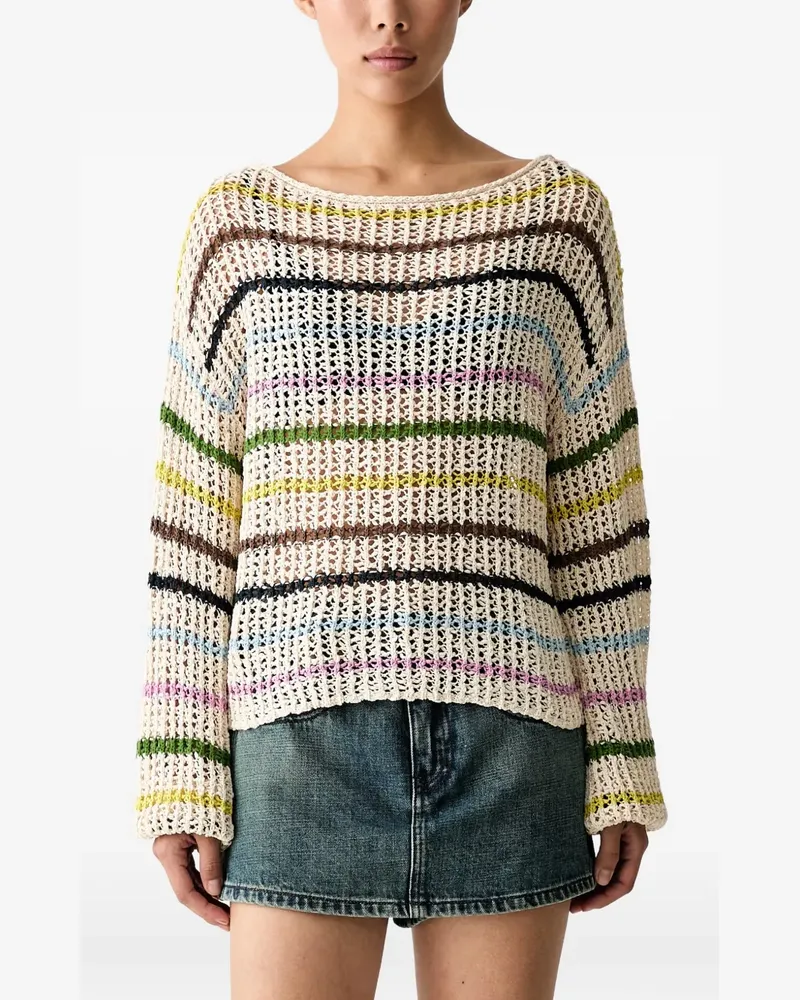 Miss Sixty striped open-knit sweater - Nude Nude