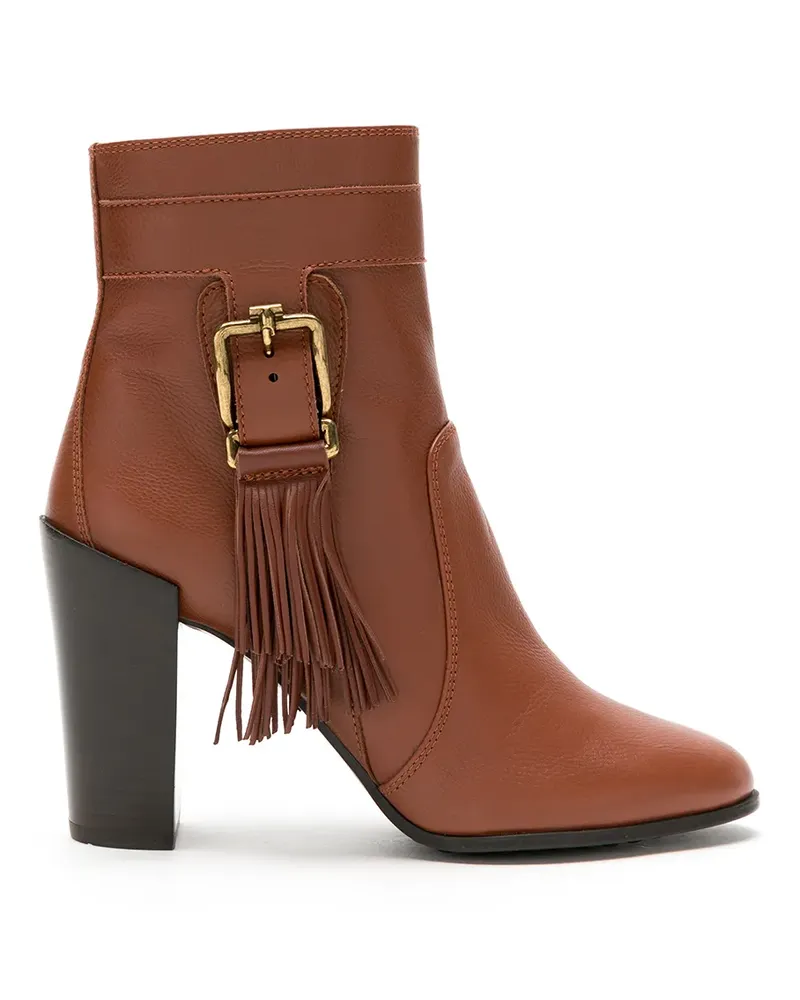 TOD'S Stiefeletten mit Fransenschnalle - Braun Braun