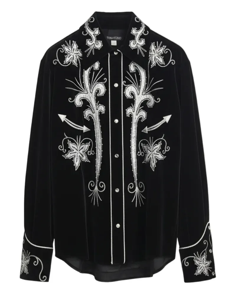 Tom Ford Hemd aus Samt - Schwarz Schwarz