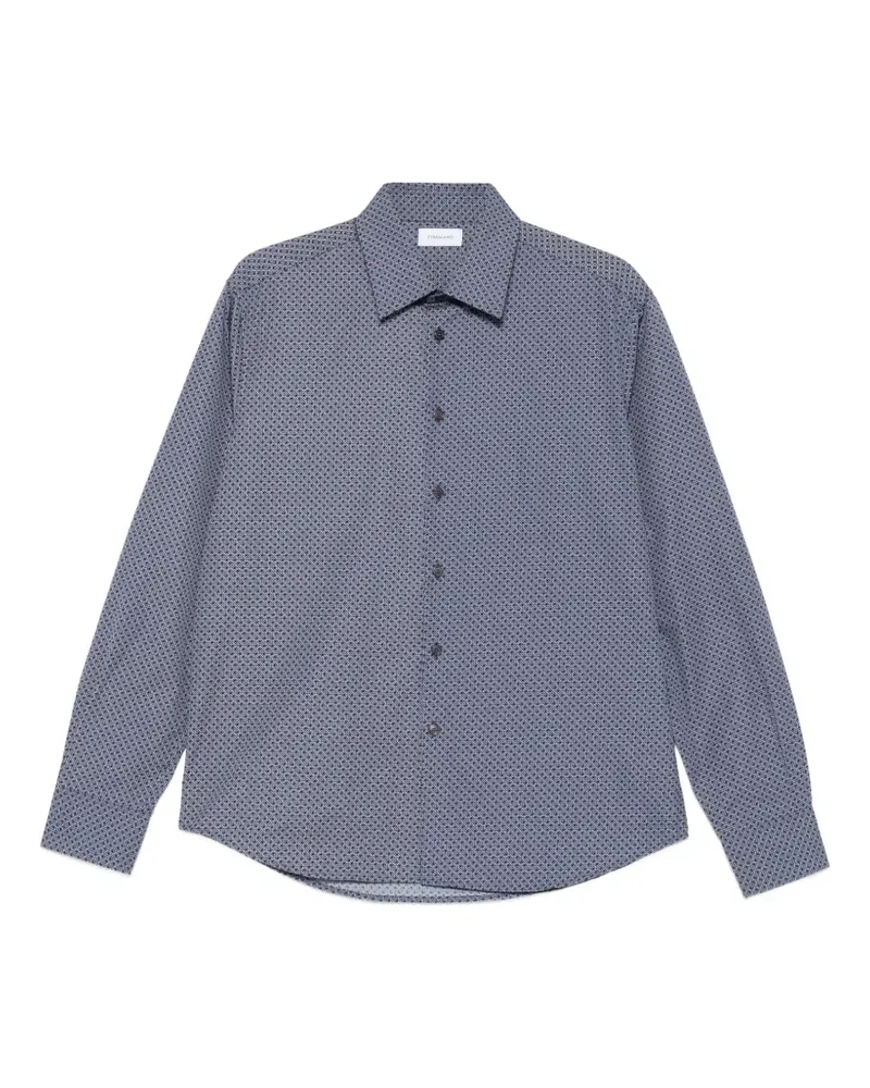 Ferragamo geometric-print long-sleeve shirt - Blau Blau