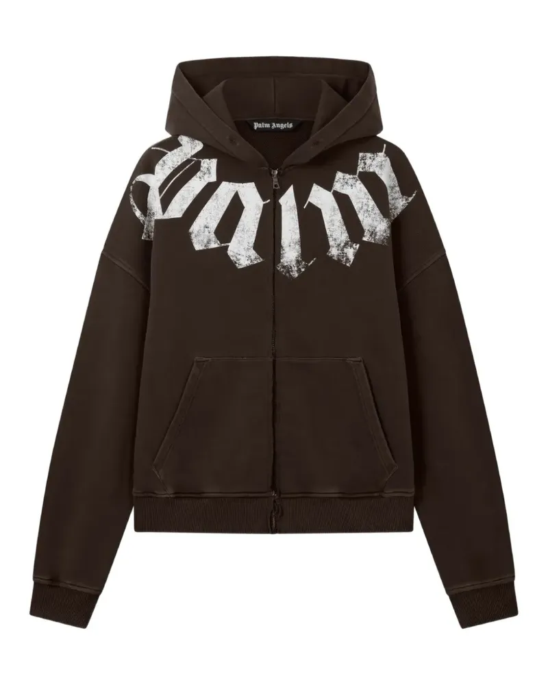 Palm Angels Lockere Kapuzenjacke mit Logo - Braun Braun