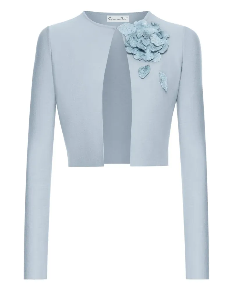 Oscar de la Renta Strickkleid mit Blumenapplikation - Blau Blau