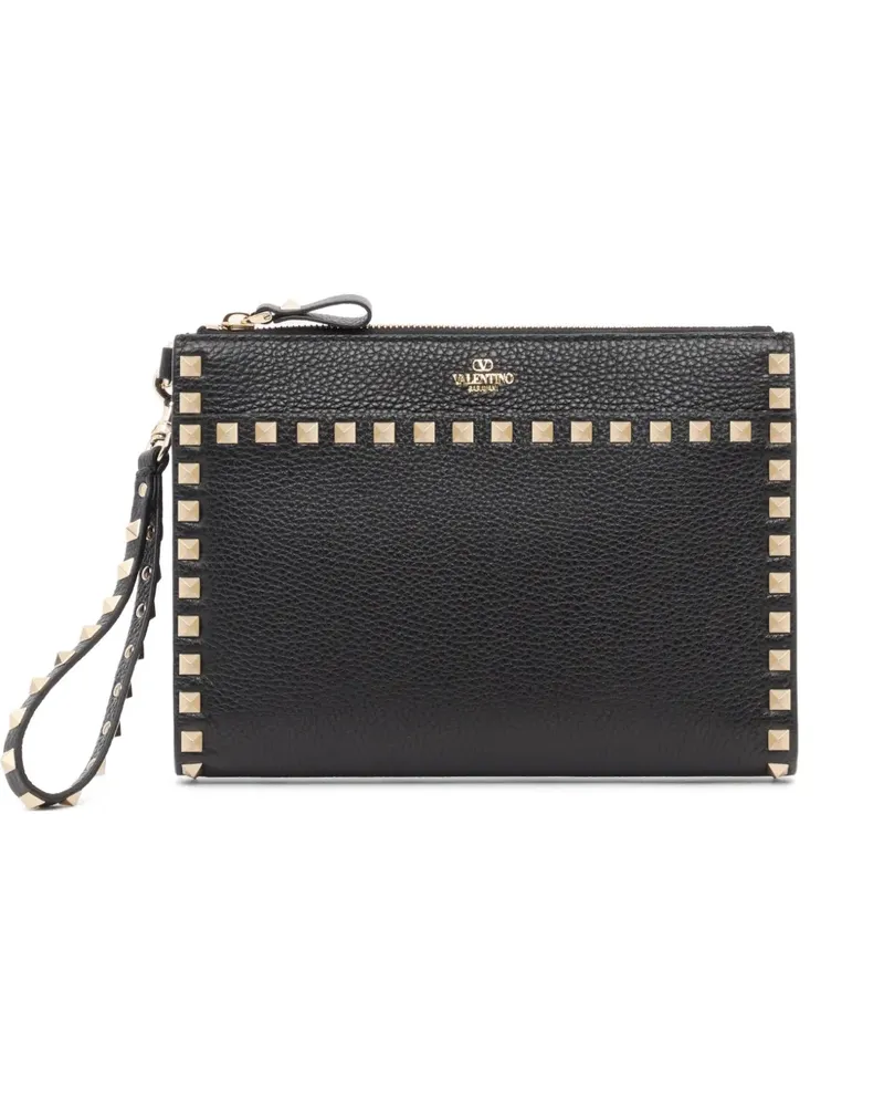Valentino Garavani Rockstud Clutch aus körnigem Kalbsleder - Schwarz Schwarz